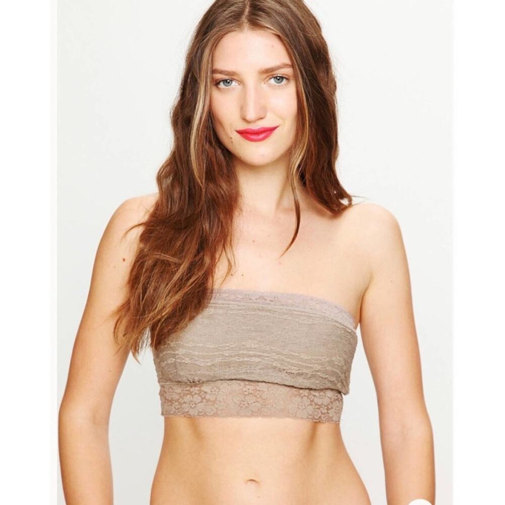 Free People Lace Trim Bandeau taupe tan